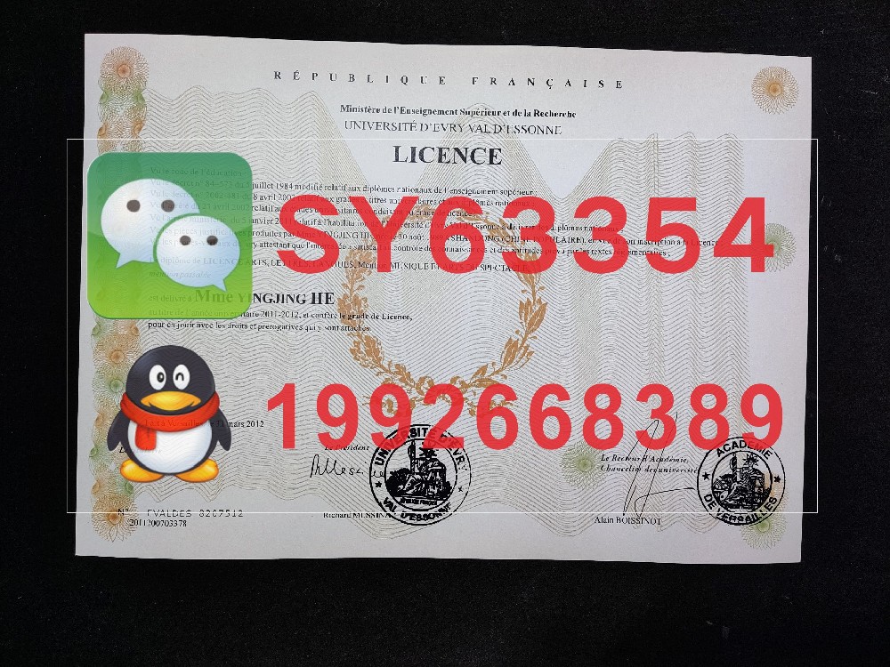 法国埃夫里大学毕业证模版  法国埃夫里大学成绩单样本